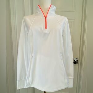 Talbots Activewear Half Zip Pullover White Athleisure Wear size Medium Petite